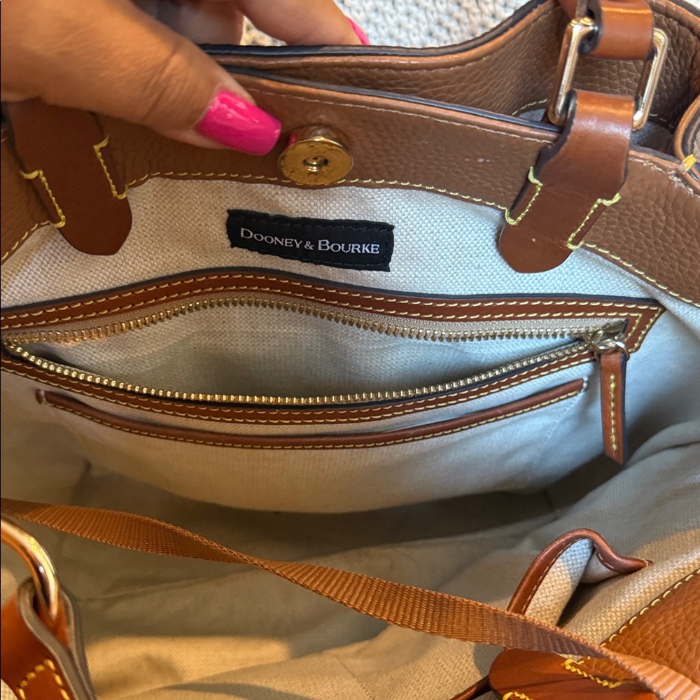 Dooney Bourke Brown Leather Tote Bag - Picture 5 of 7